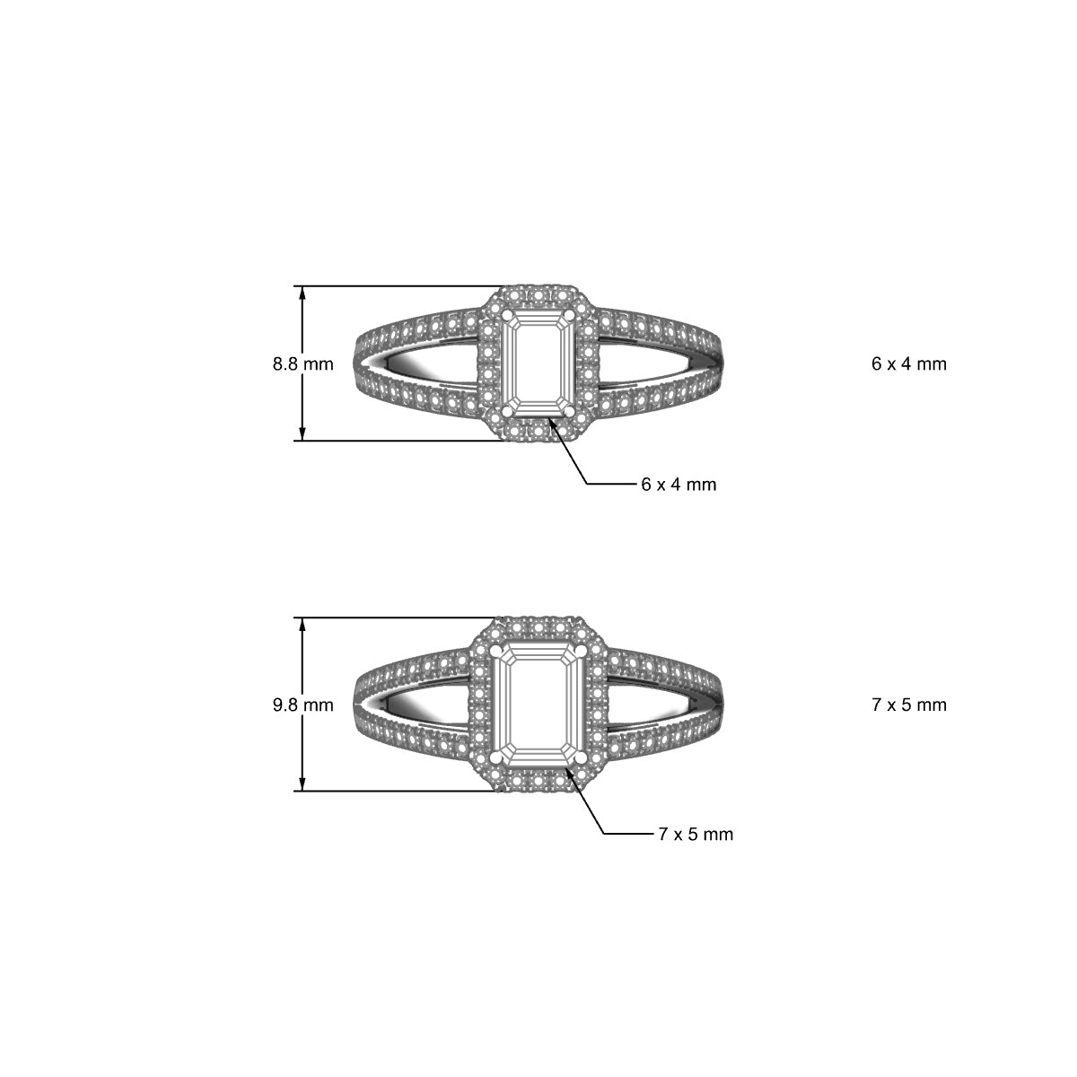 Grace | 18k White Gold 7 x 5 mm Emerald Black Diamond Ring