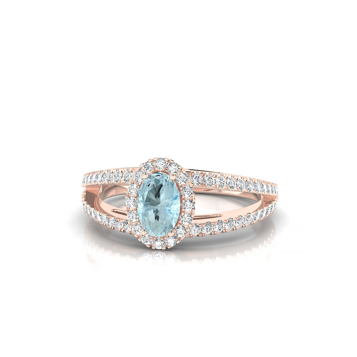 Grace | 18k Rose Gold 6 x 4 mm Oval Aquamarine Ring