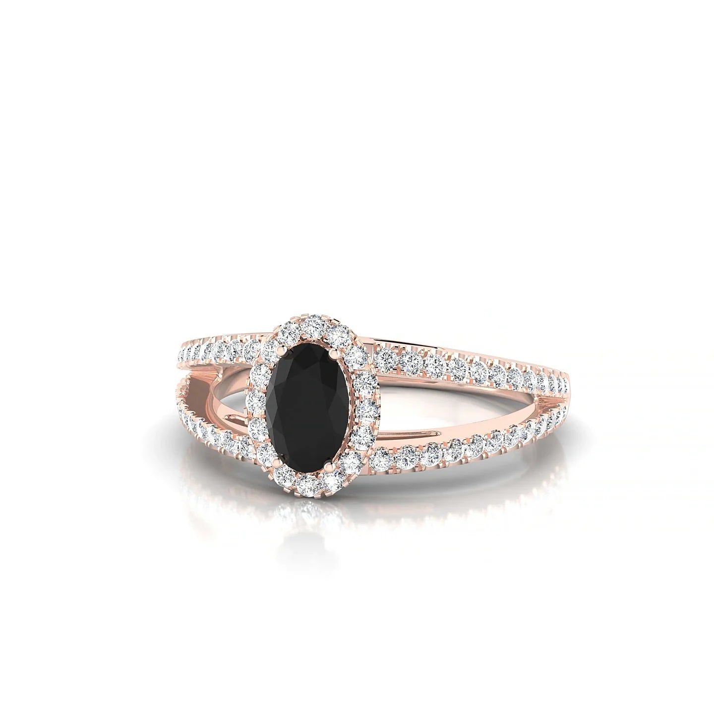 Grace | 18k Rose Gold 6 x 4 mm Oval Black Diamond Ring