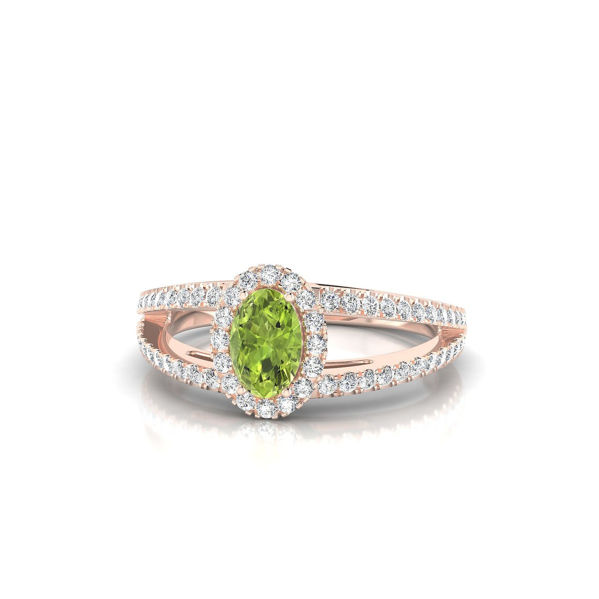 Grace | 18k Rose Gold 6 x 4 mm Oval Peridot Ring