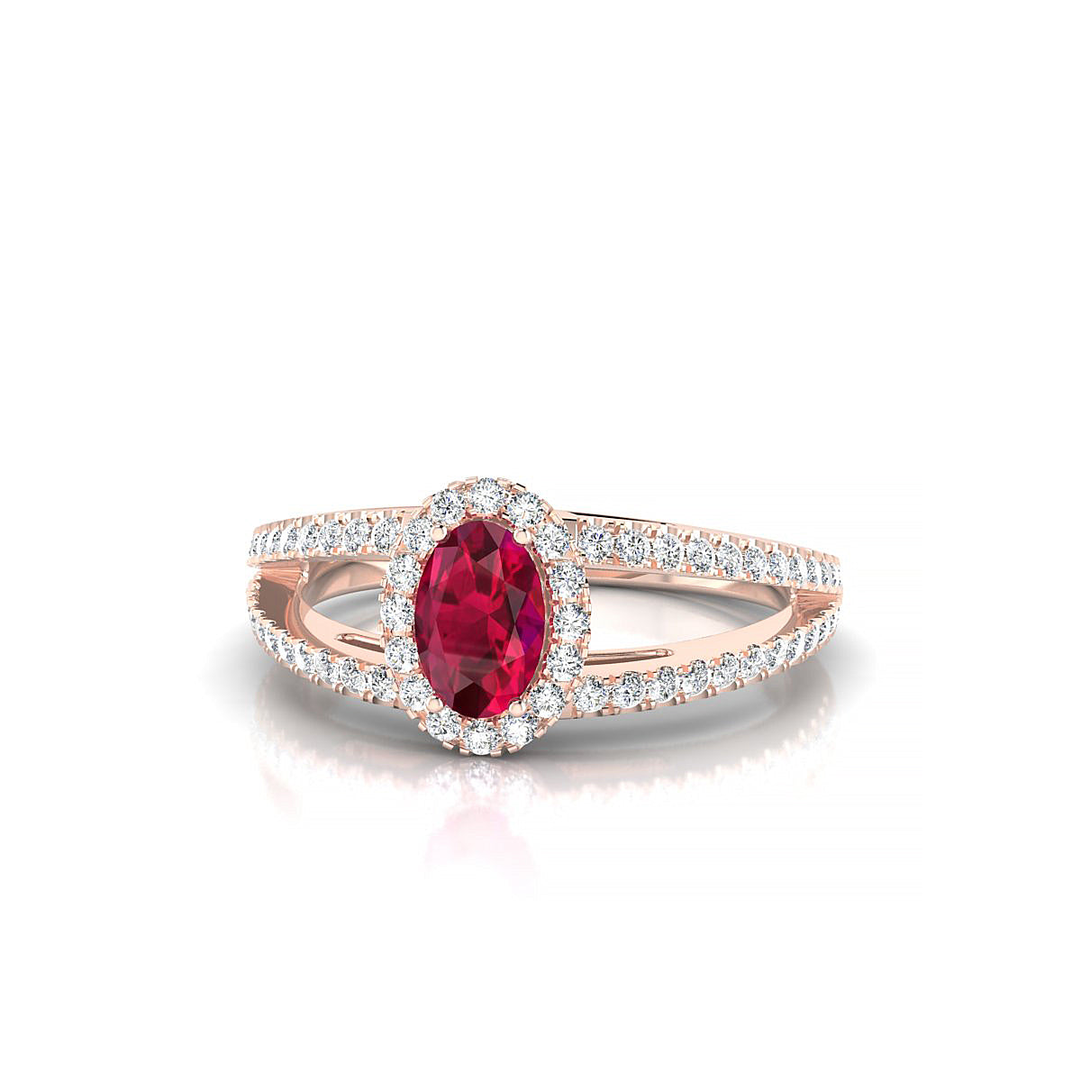 Grace | 18k Rose Gold 6 x 4 mm Oval Ruby Ring