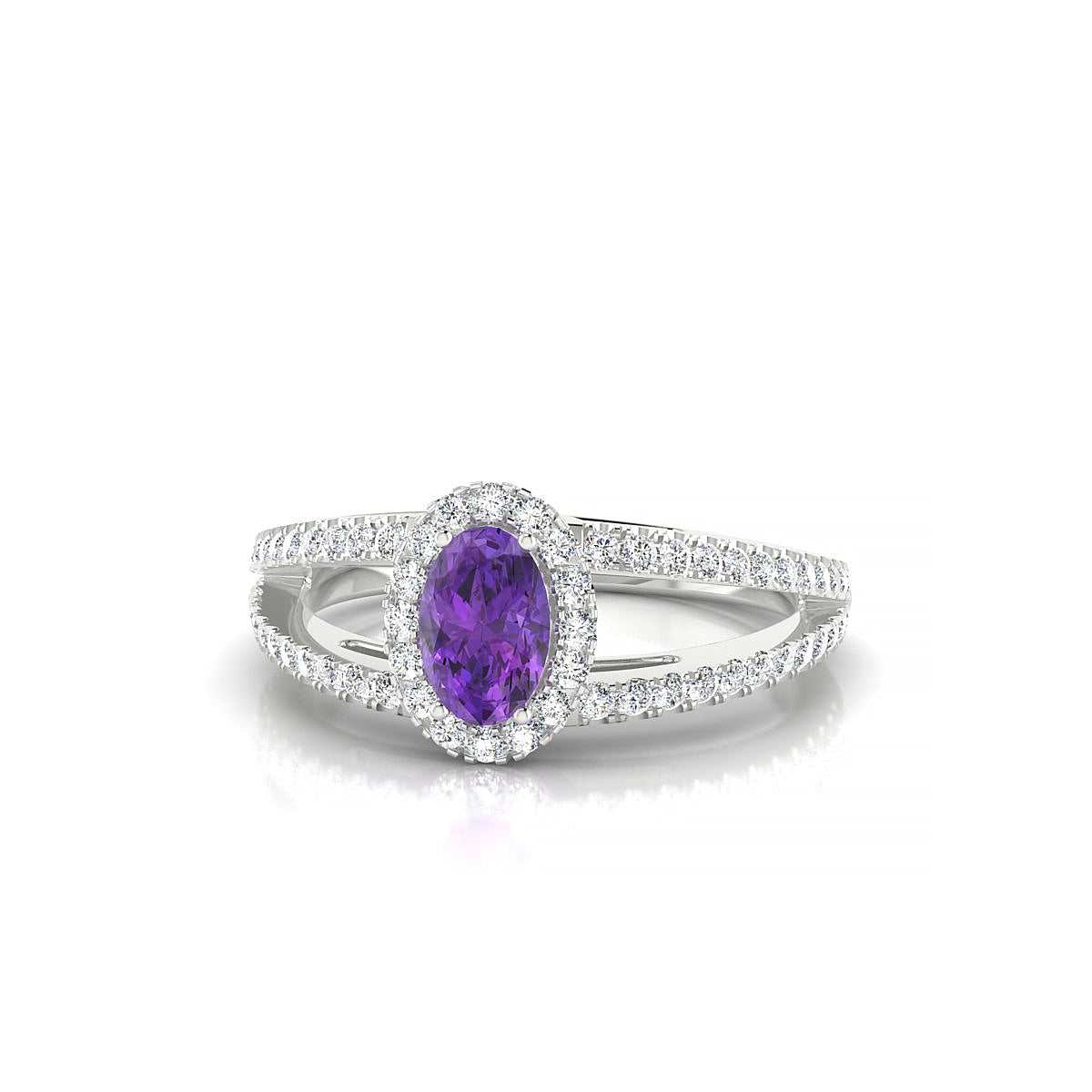 Grace | 18k White Gold 6 x 4 mm Oval Amethyst Ring