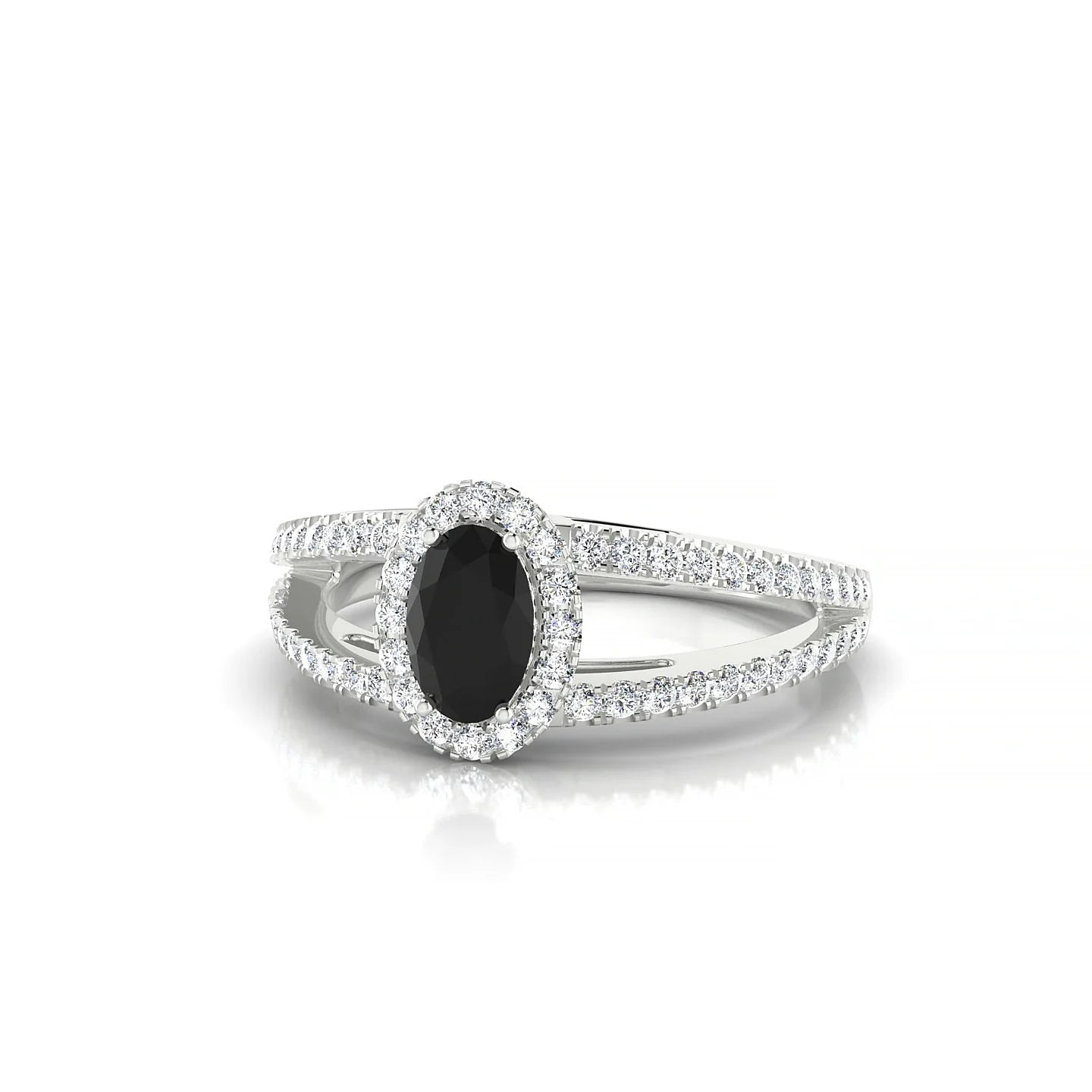 Grace | 18k White Gold 6 x 4 mm Oval Black Diamond Ring