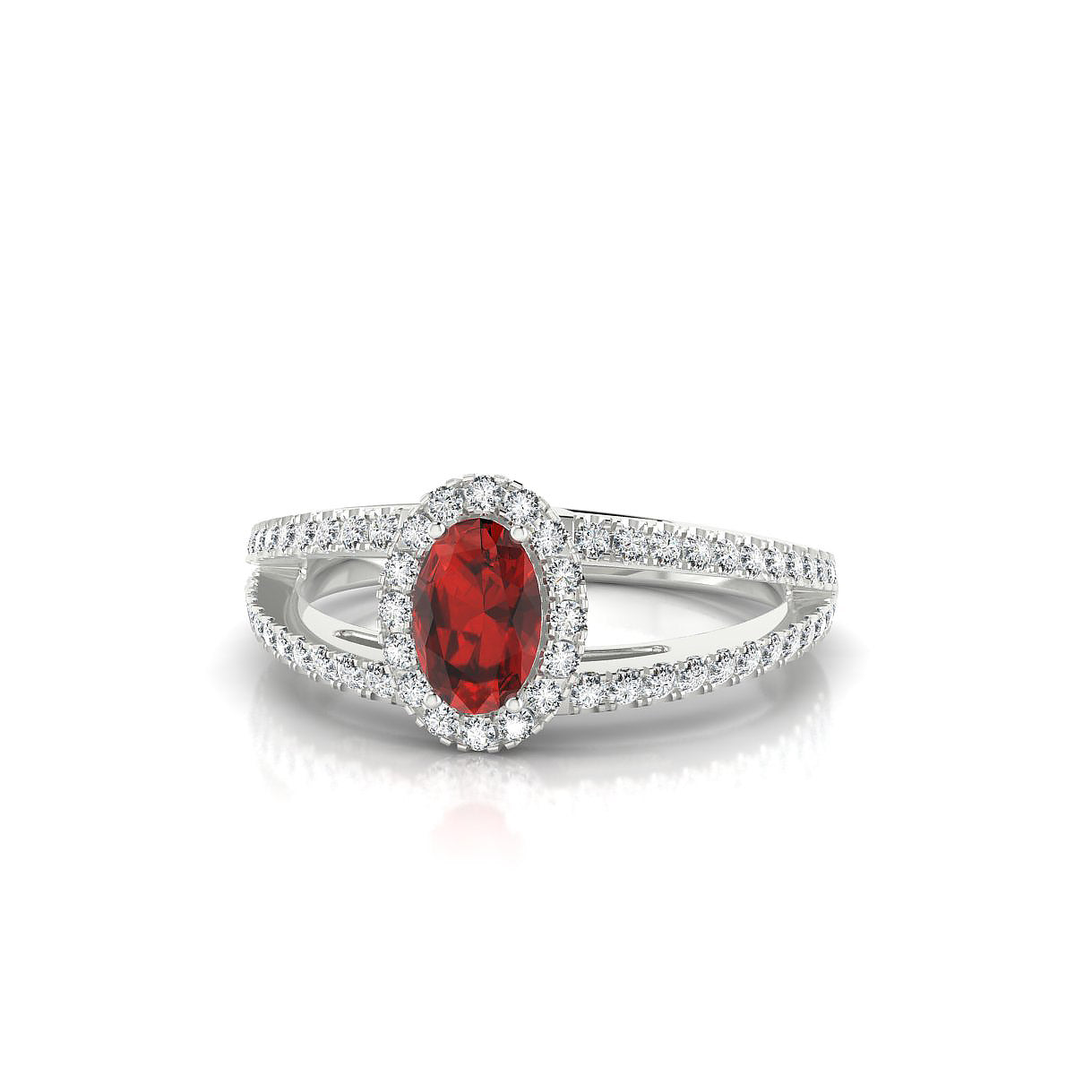 Grace | 18k White Gold 6 x 4 mm Oval Garnet Ring