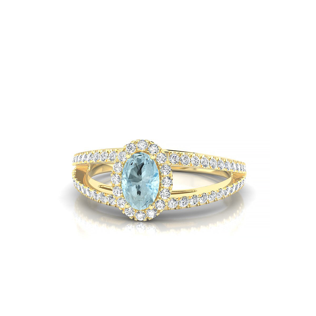 Grace | 18k Yellow Gold 6 x 4 mm Oval Aquamarine Ring