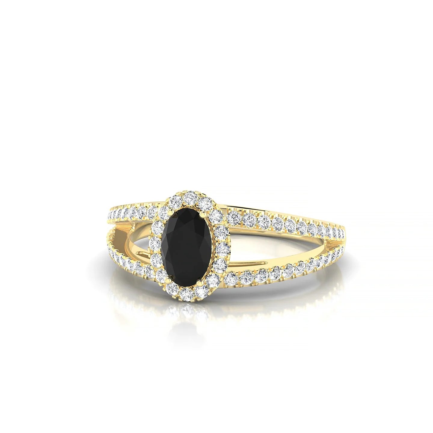 Grace | 18k Yellow Gold 6 x 4 mm Oval Black Diamond Ring
