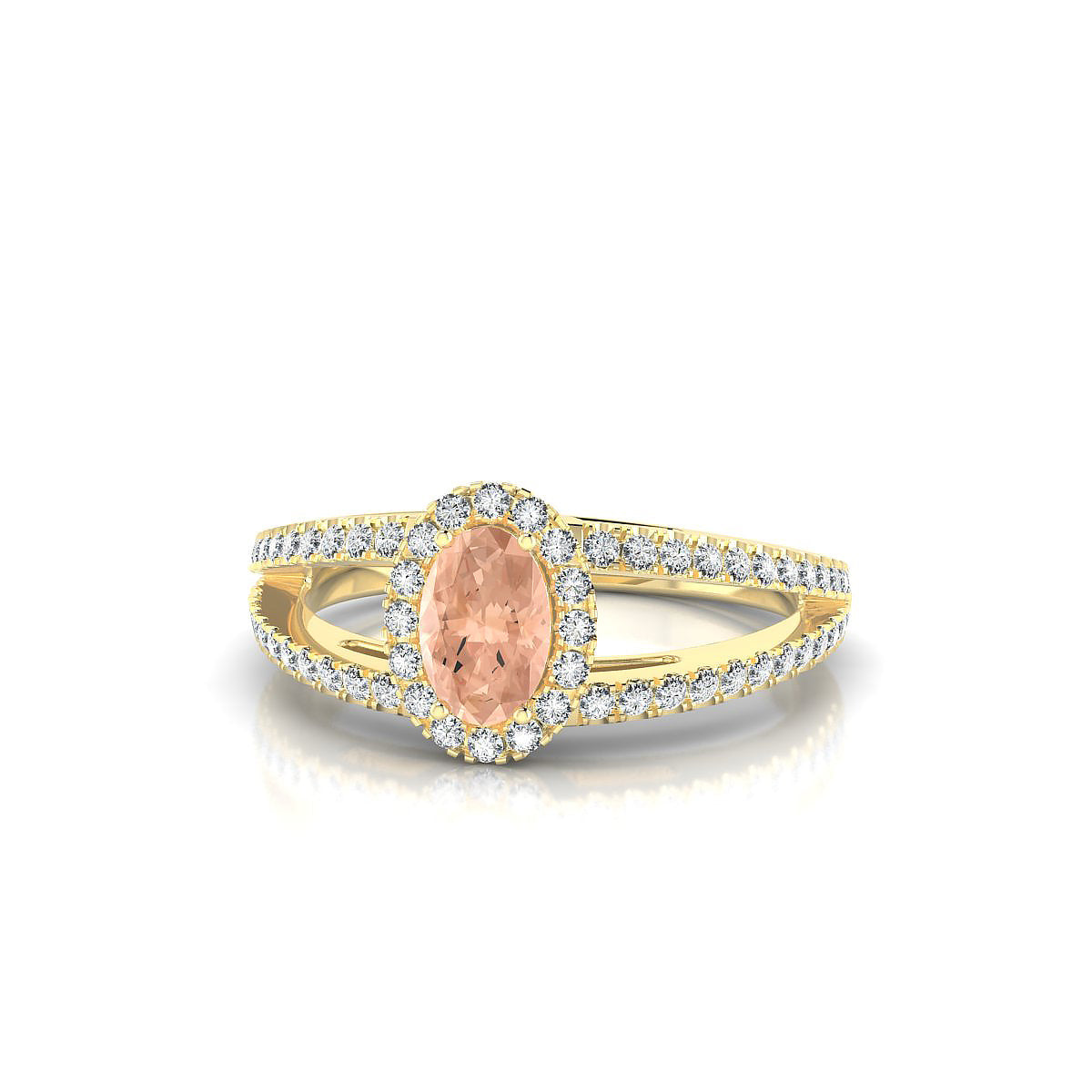 Grace | 18k Yellow Gold 6 x 4 mm Oval Morganite Ring