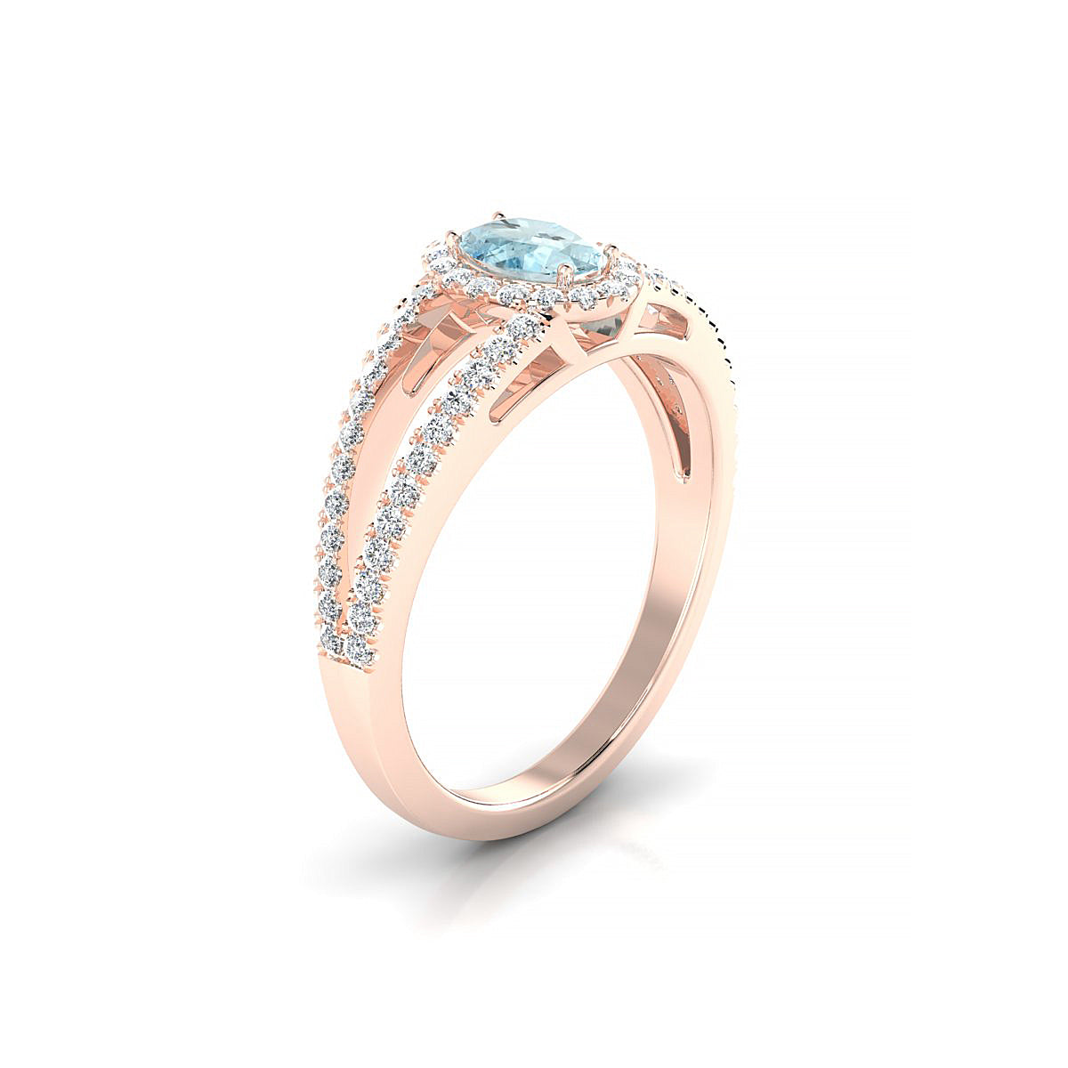 Grace | 18k Rose Gold 6 x 4 mm Oval Aquamarine Ring