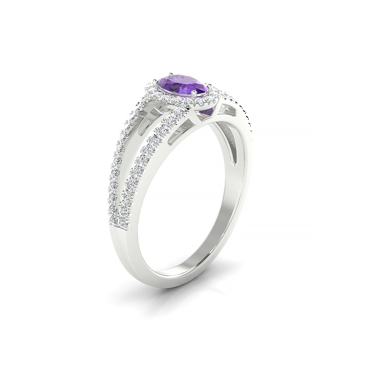 Grace | 18k White Gold 6 x 4 mm Oval Amethyst Ring
