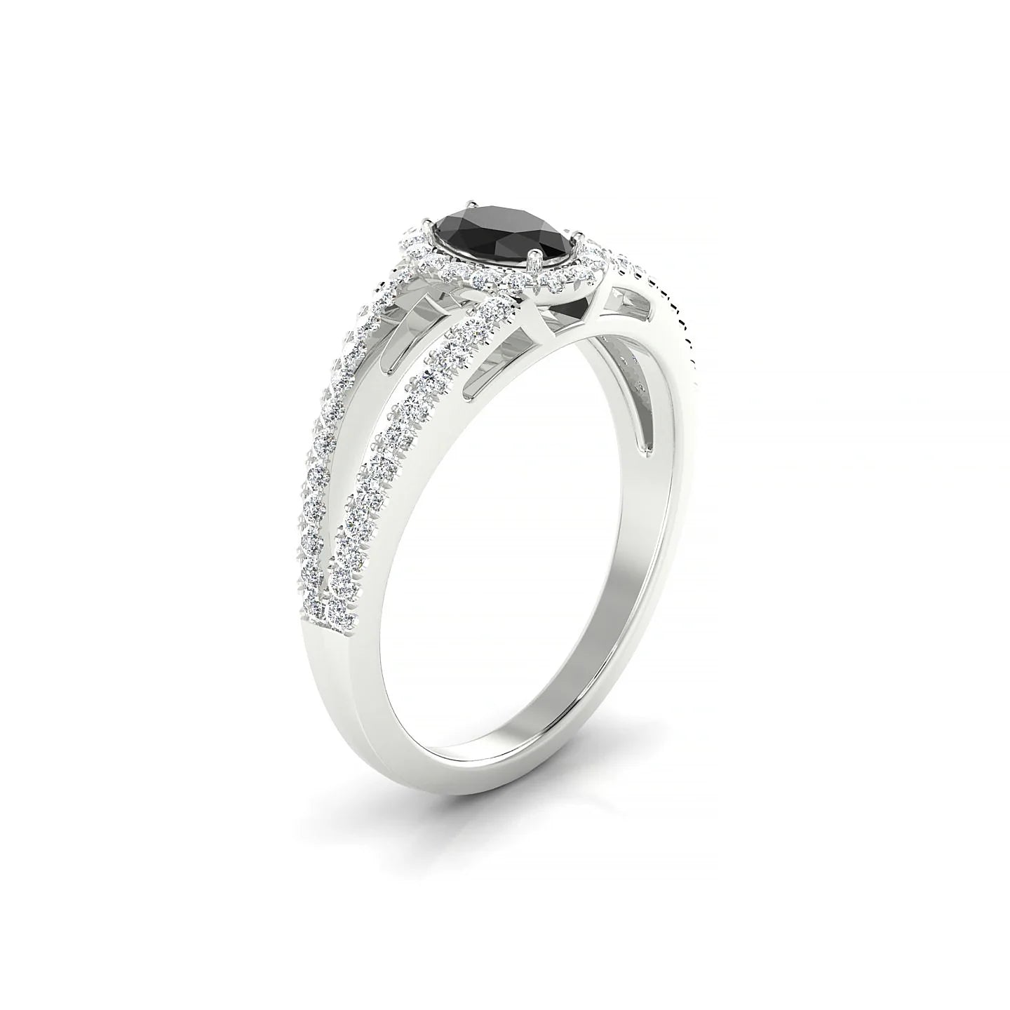 Grace | 18k White Gold 6 x 4 mm Oval Black Diamond Ring