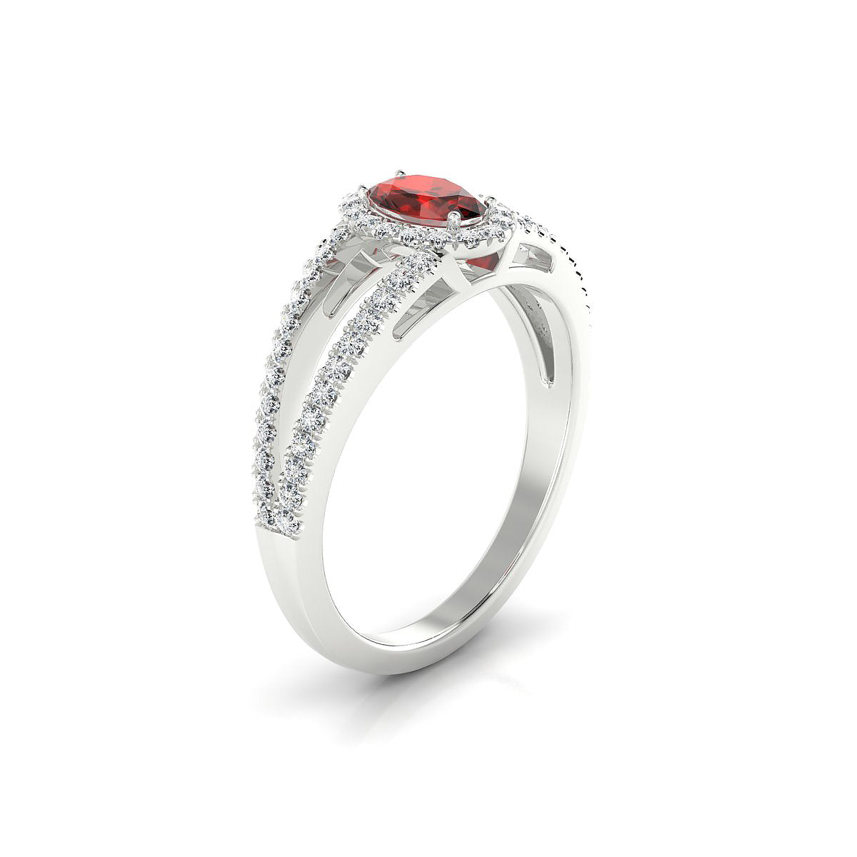 Grace | 18k White Gold 6 x 4 mm Oval Garnet Ring