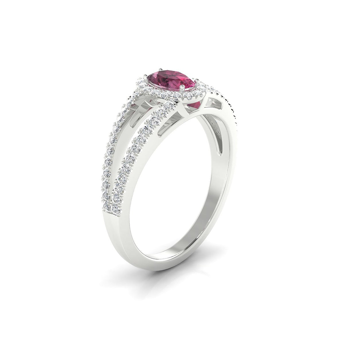 Grace | 18k White Gold 6 x 4 mm Oval Rhodolite Ring