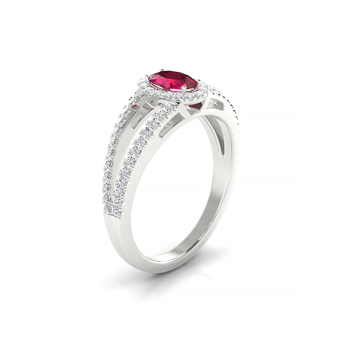 Grace | 18k White Gold 6 x 4 mm Oval Ruby Ring
