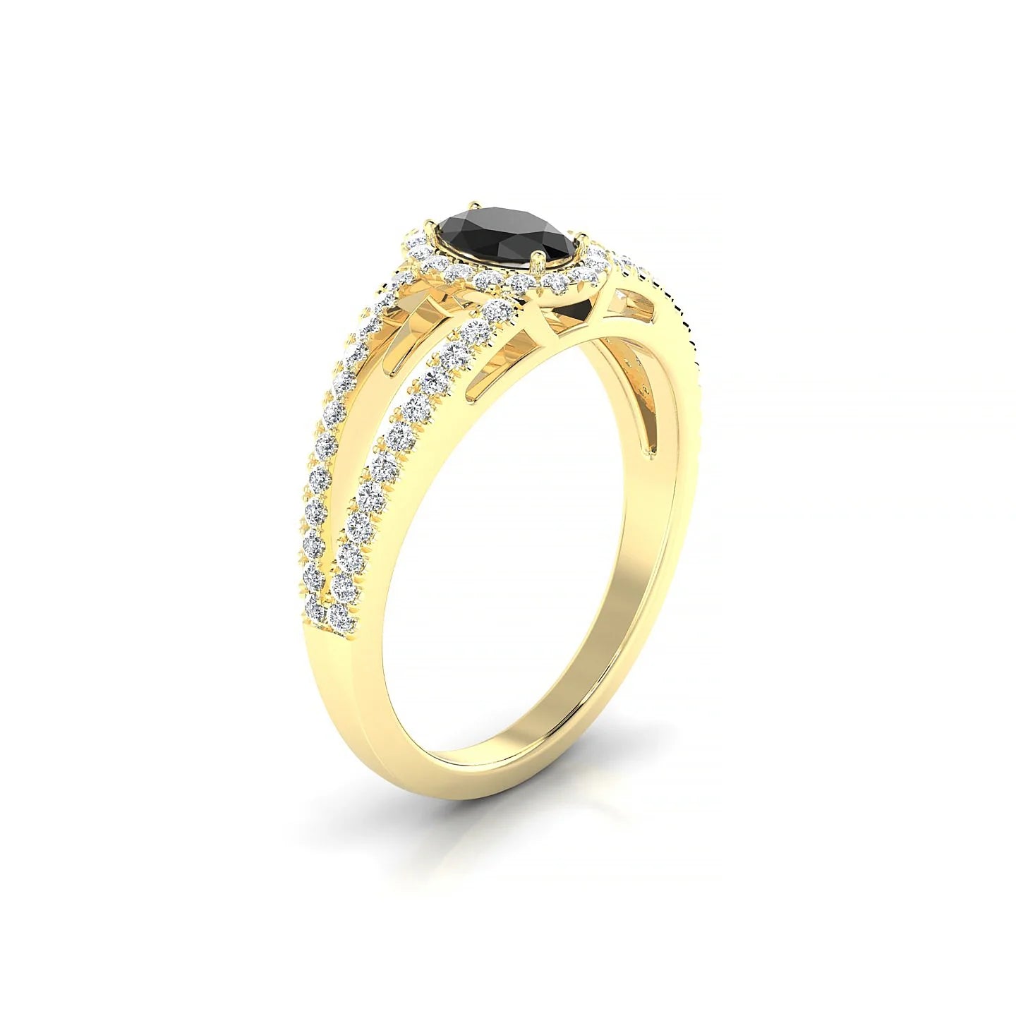 Grace | 18k Yellow Gold 6 x 4 mm Oval Black Diamond Ring