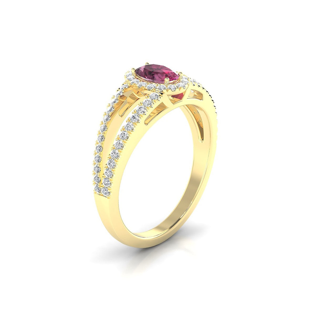 Grace | 18k Yellow Gold 6 x 4 mm Oval Rhodolite Ring