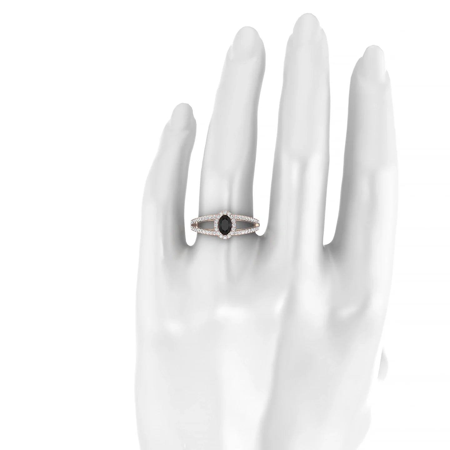 Grace | 18k Rose Gold 6 x 4 mm Oval Black Diamond Ring