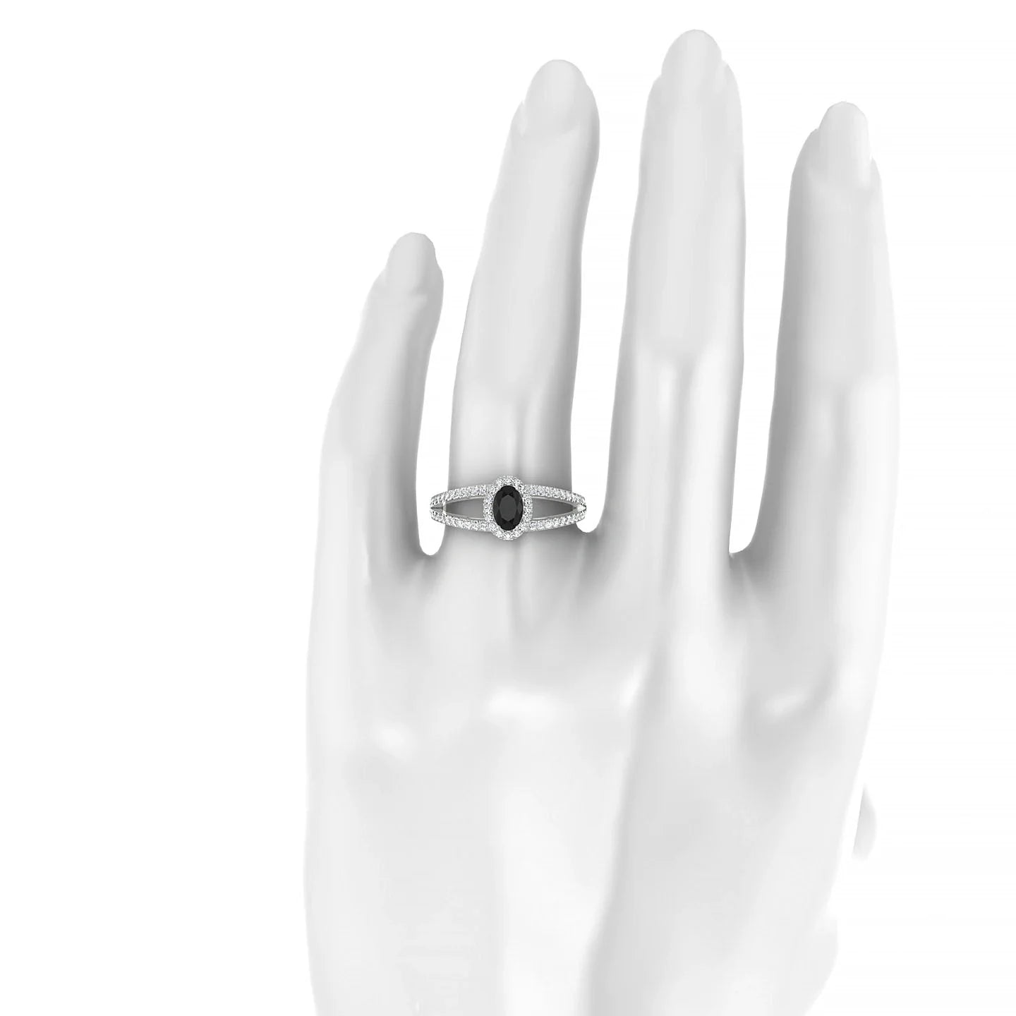 Grace | 18k White Gold 6 x 4 mm Oval Black Diamond Ring