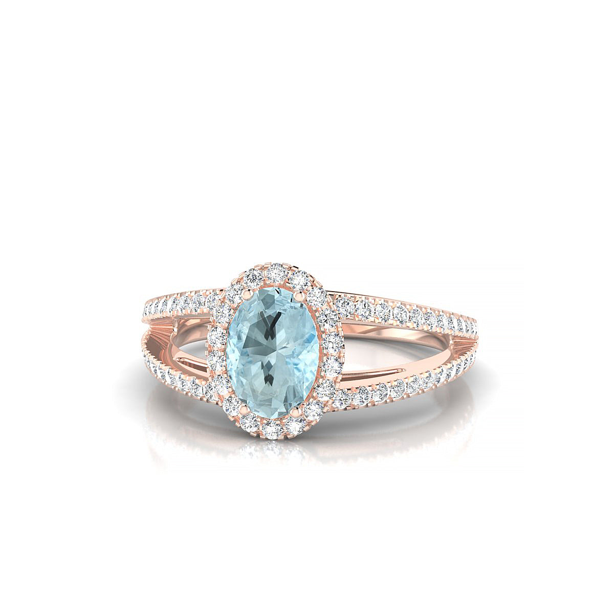 Grace | 18k Rose Gold 7 x 5 mm Oval Aquamarine Ring