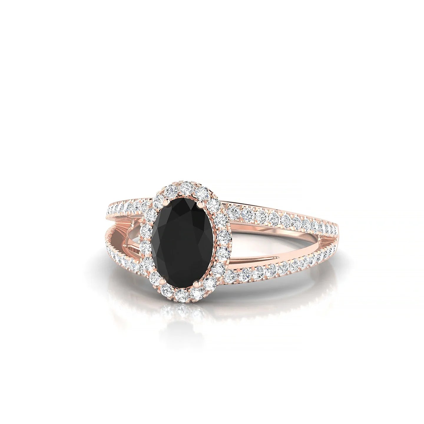 Grace | 18k Rose Gold 7 x 5 mm Oval Black Diamond Ring