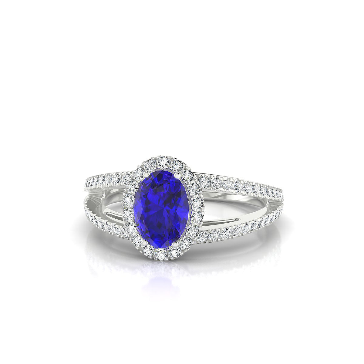 Grace | 18k White Gold 7 x 5 mm Oval Tanzanite Ring