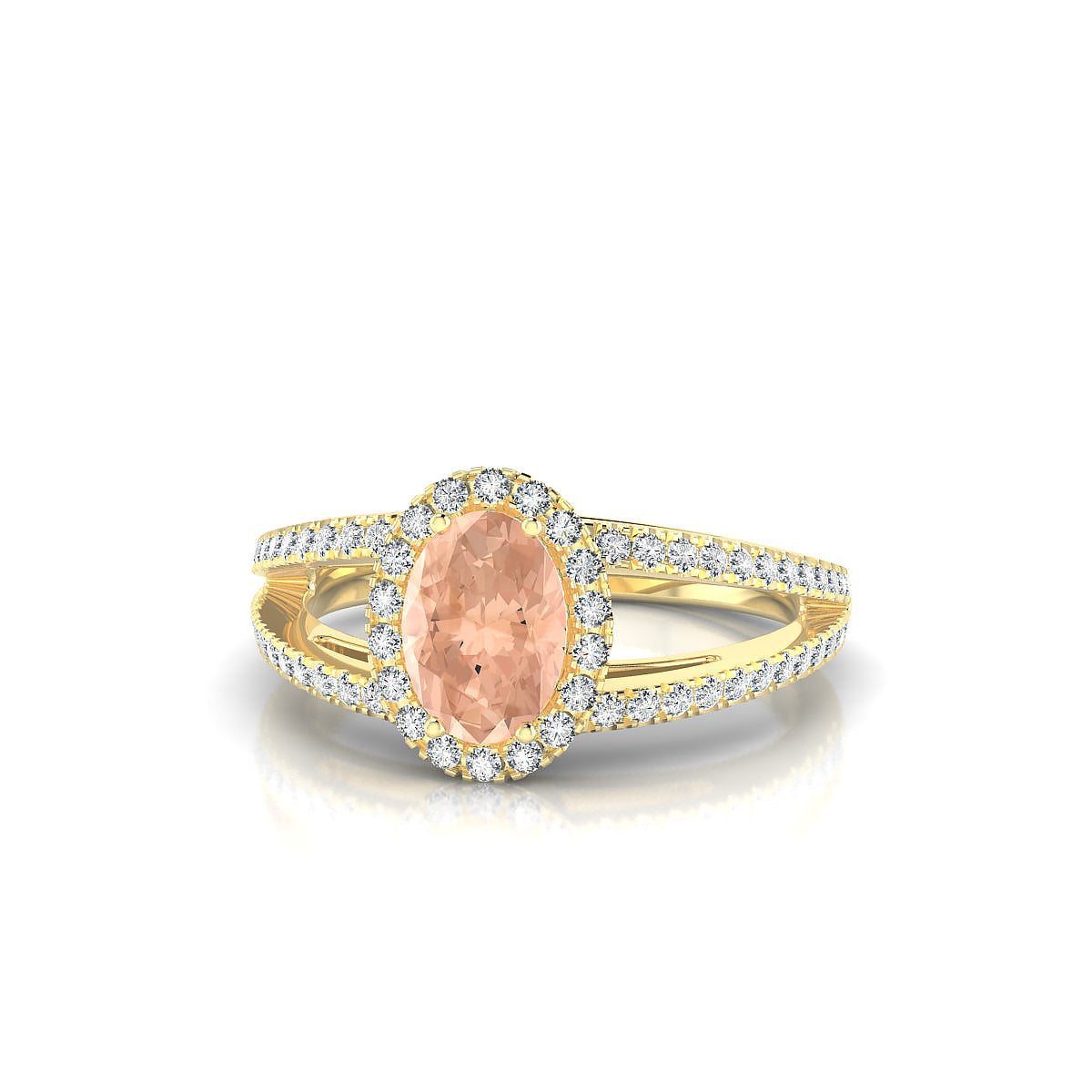 Grace | 18k Yellow Gold 7 x 5 mm Oval Morganite Ring