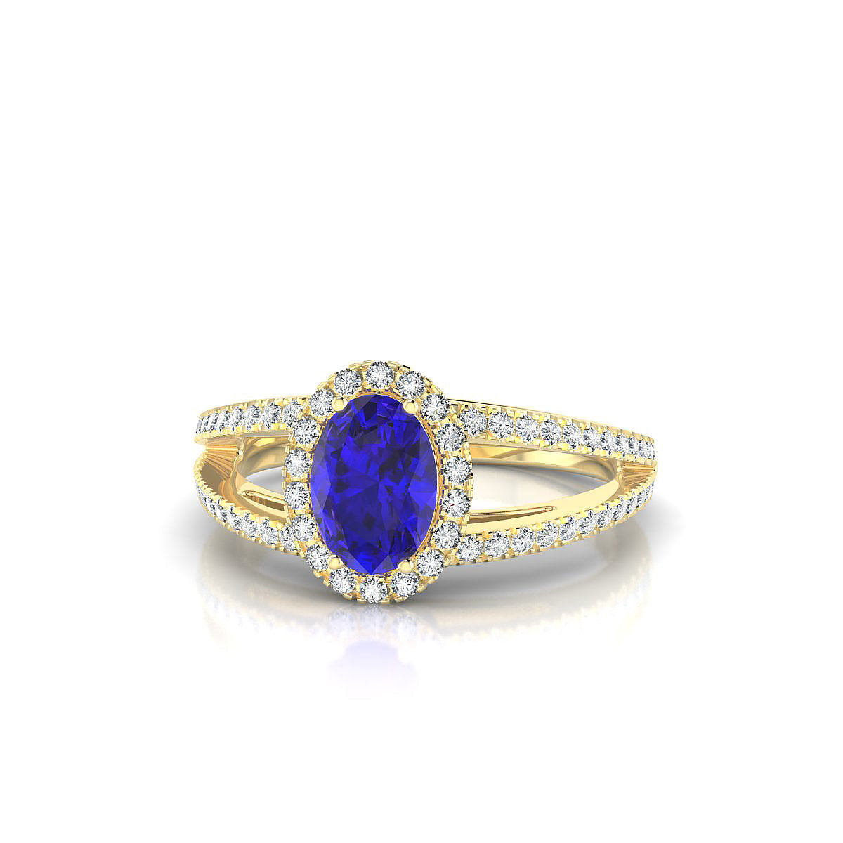 Grace | 18k Yellow Gold 7 x 5 mm Oval Tanzanite Ring