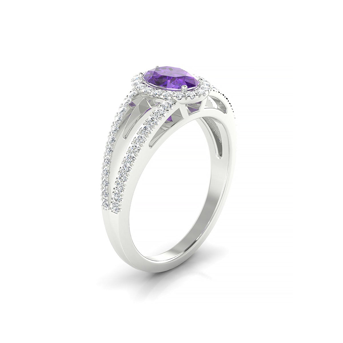 Grace | 18k White Gold 7 x 5 mm Oval Amethyst Ring