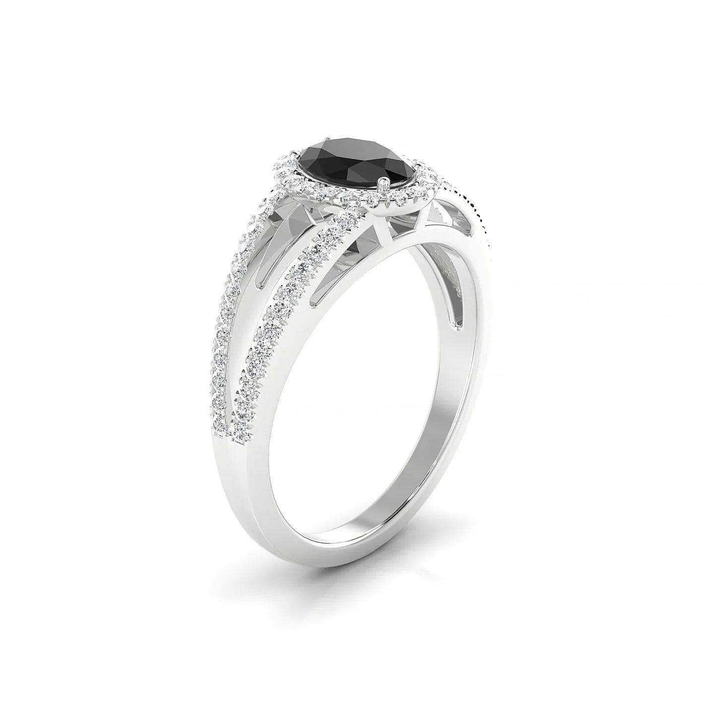 Grace | 18k White Gold 7 x 5 mm Oval Black Diamond Ring