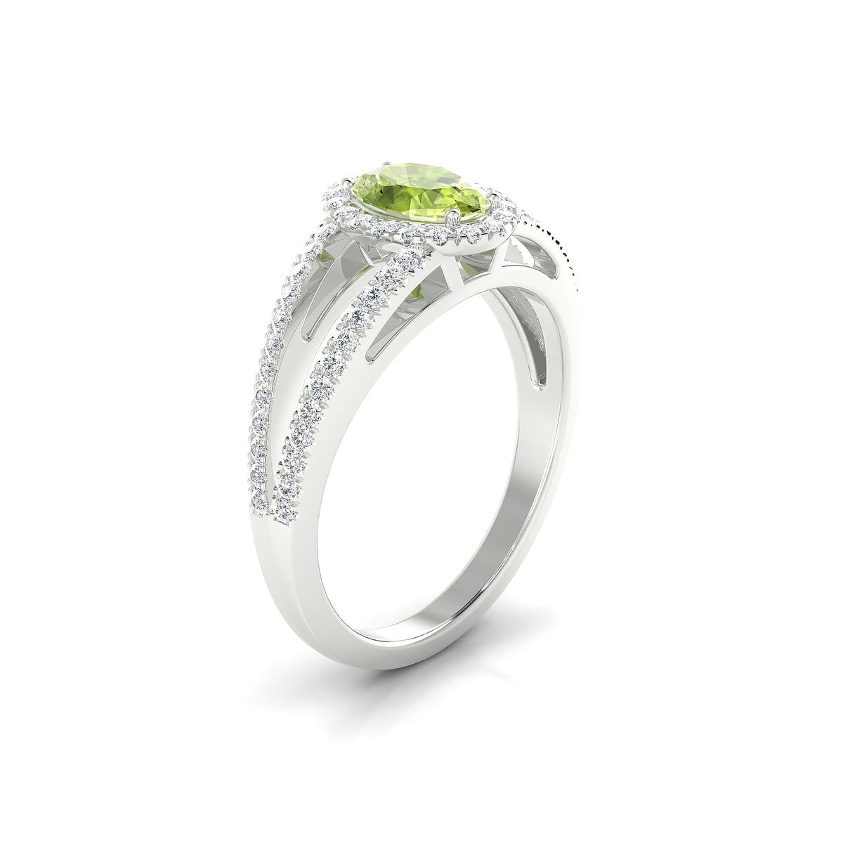 Grace | 18k White Gold 7 x 5 mm Oval Peridot Ring