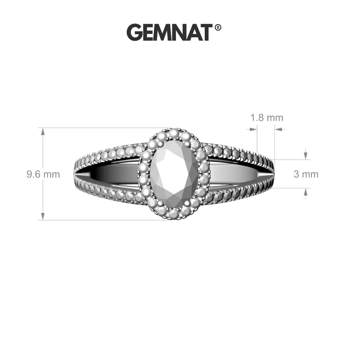 Grace | 18k White Gold 7 x 5 mm Oval Rhodolite Ring