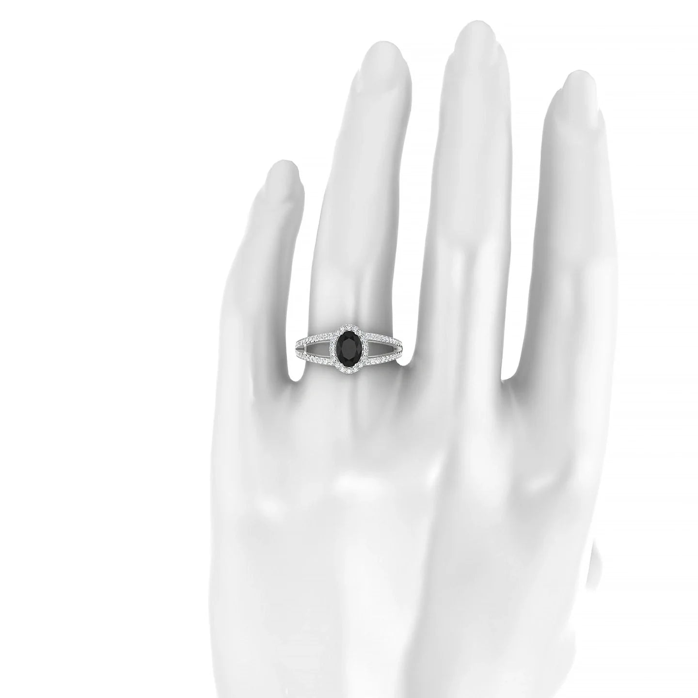 Grace | 18k White Gold 7 x 5 mm Oval Black Diamond Ring