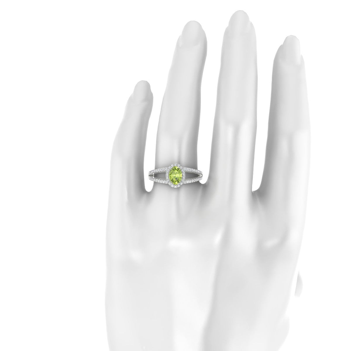 Grace | 18k White Gold 7 x 5 mm Oval Peridot Ring