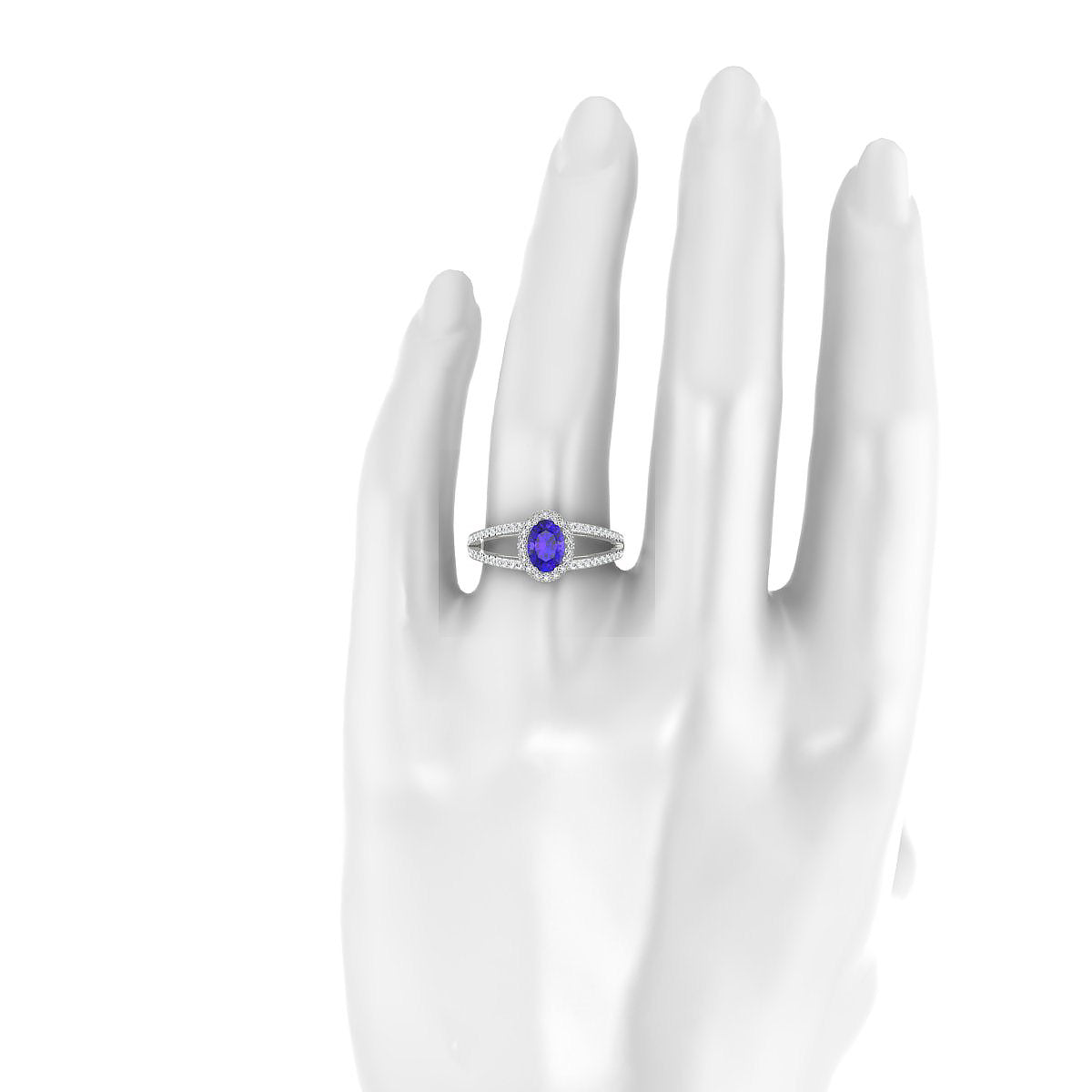 Grace | 18k White Gold 7 x 5 mm Oval Tanzanite Ring