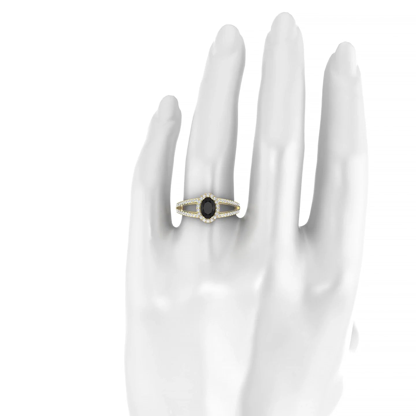 Grace | 18k Yellow Gold 7 x 5 mm Oval Black Diamond Ring