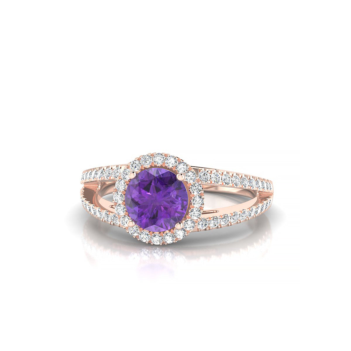 Grace | 18k Rose Gold 6 mm Round Amethyst Ring