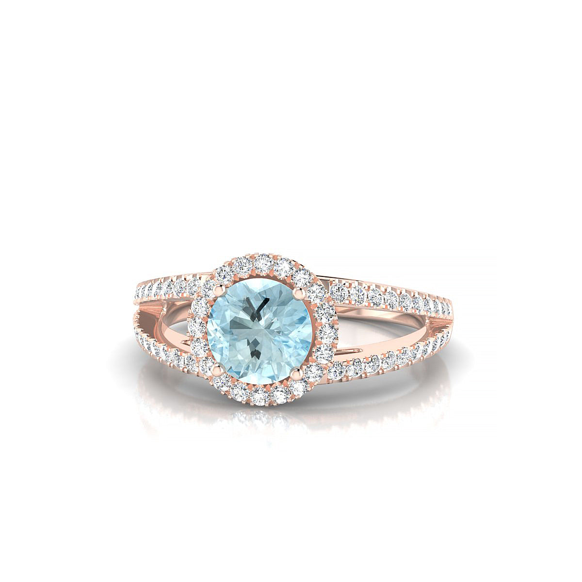 Grace | 18k Rose Gold 6 mm Round Aquamarine Ring