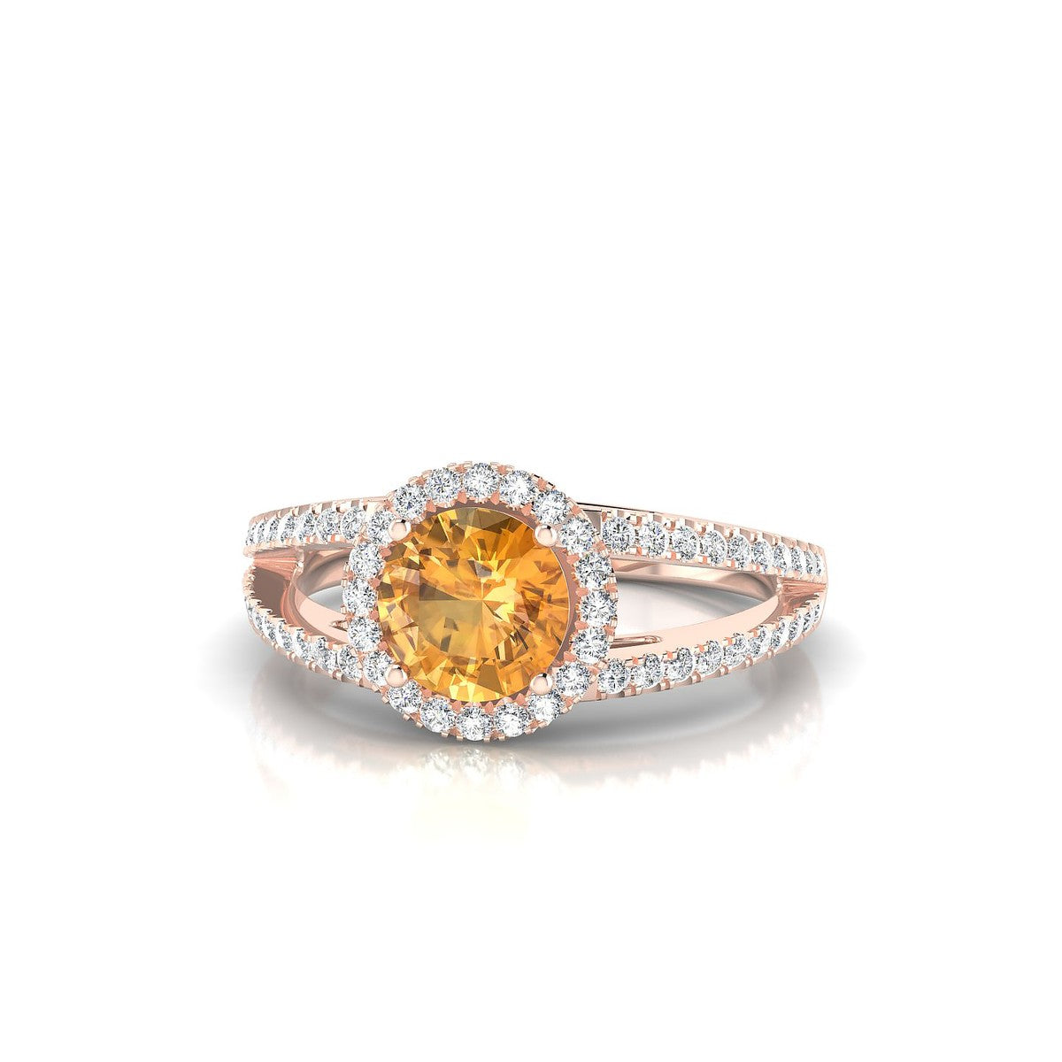 Grace | 18k Rose Gold 6 mm Round Citrine Ring