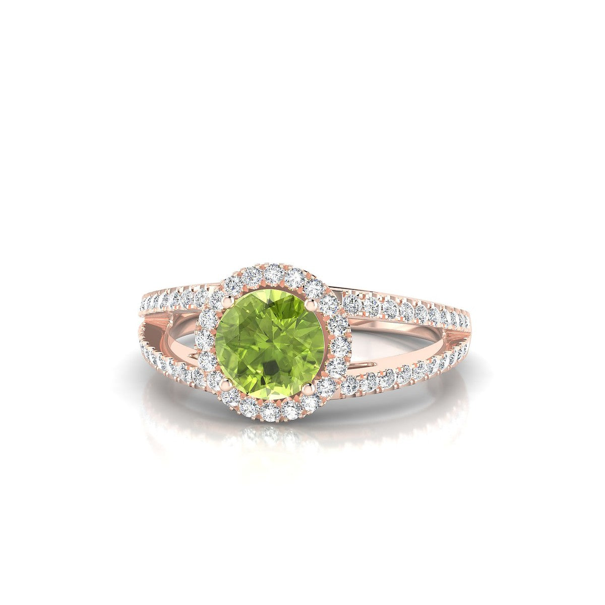 Grace | 18k Rose Gold 6 mm Round Peridot Ring