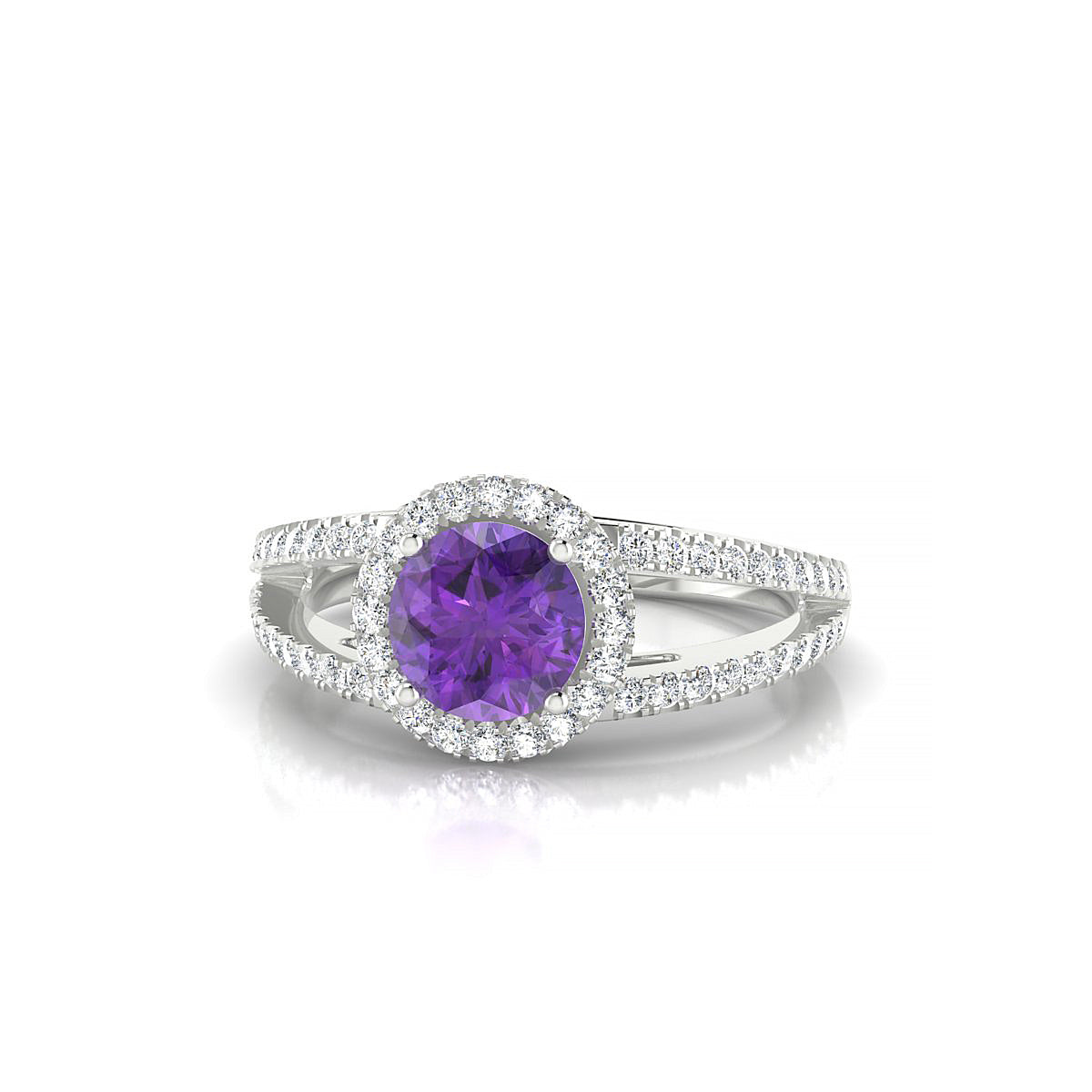Grace | 18k White Gold 6 mm Round Amethyst Ring