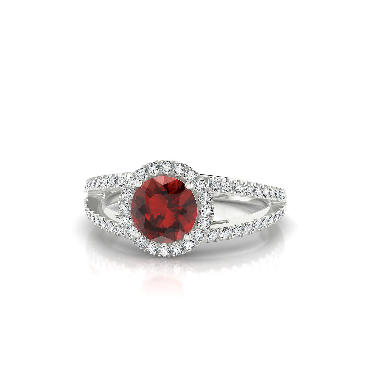 Grace | 18k White Gold 6 mm Round Garnet Ring
