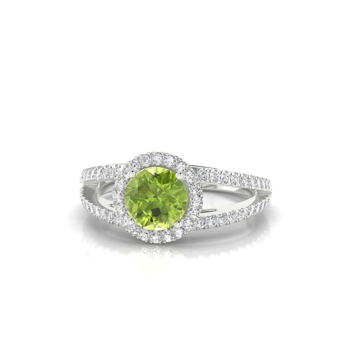 Grace | 18k White Gold 6 mm Round Peridot Ring