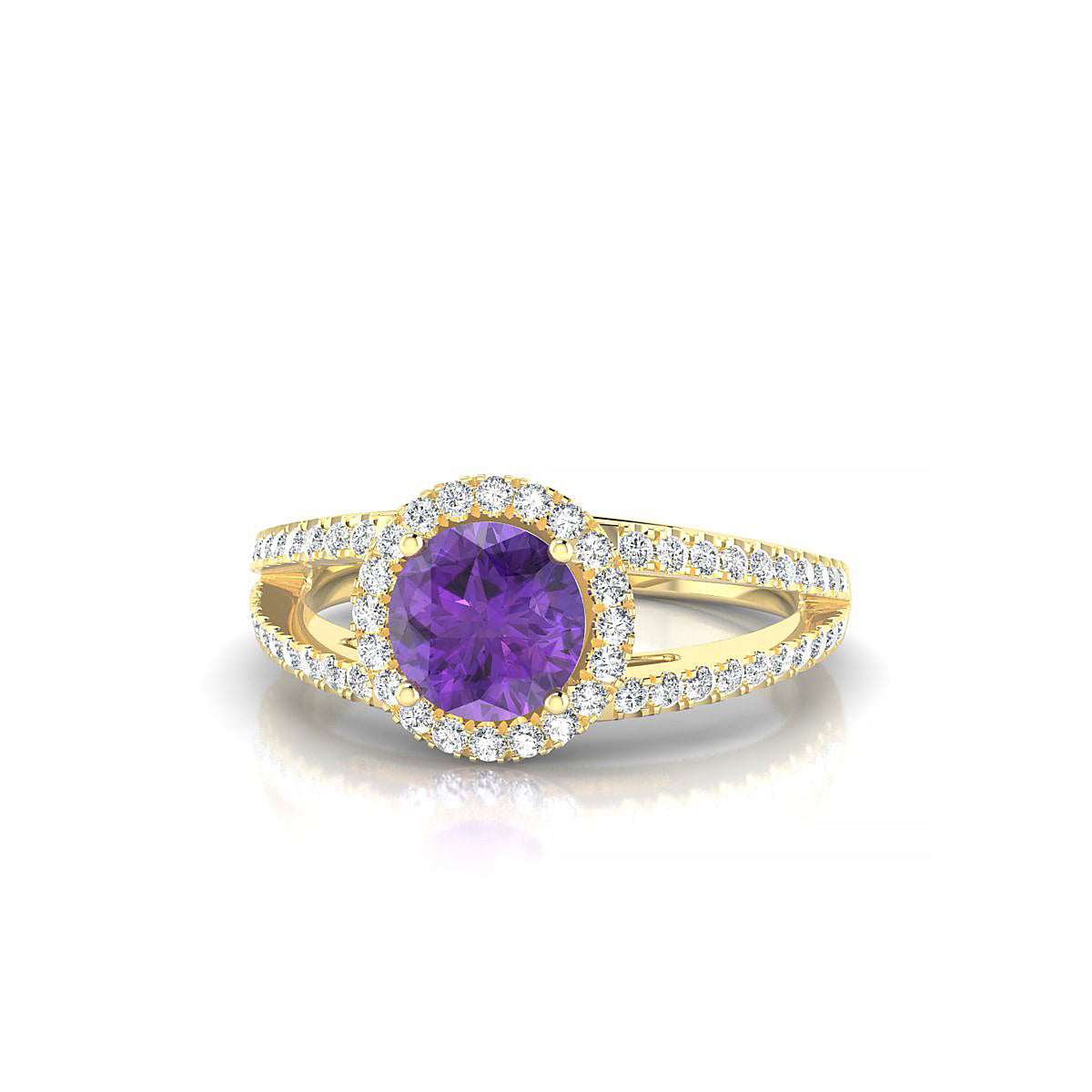 Grace | 18k Yellow Gold 6 mm Round Amethyst Ring