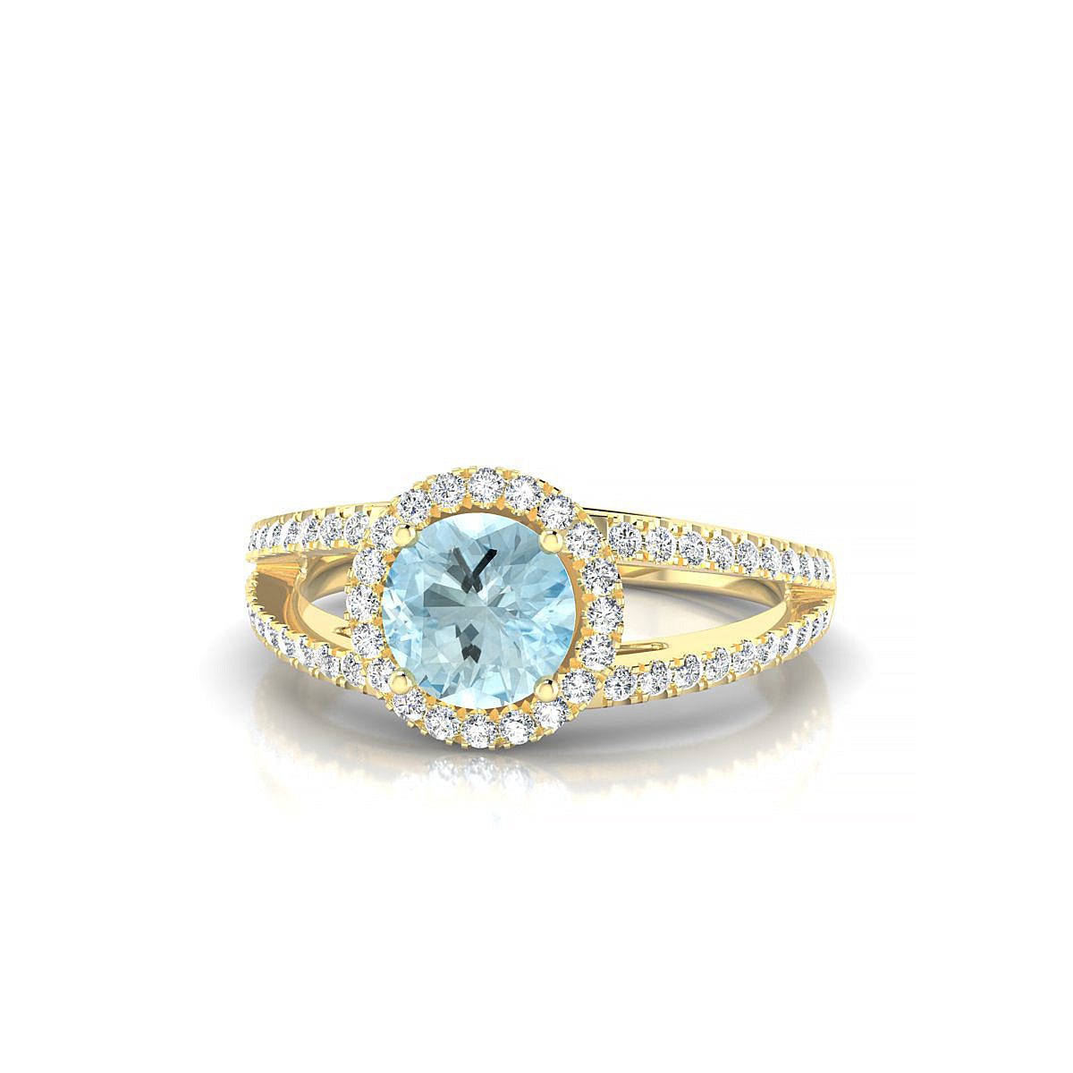 Grace | 18k Yellow Gold 6 mm Round Aquamarine Ring