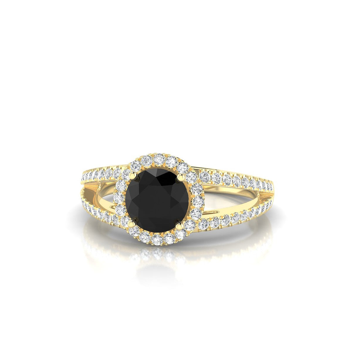 Grace | 18k Yellow Gold 6 mm Round Black Diamond Ring
