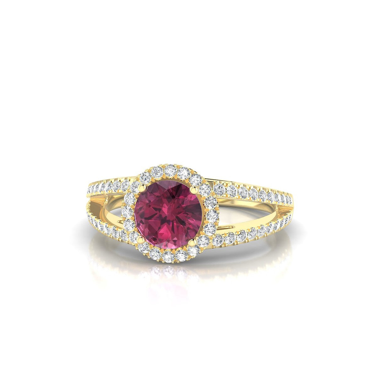 Grace | 18k Yellow Gold 6 mm Round Rhodolite Ring