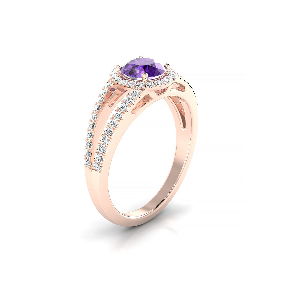 Grace | 18k Rose Gold 6 mm Round Amethyst Ring