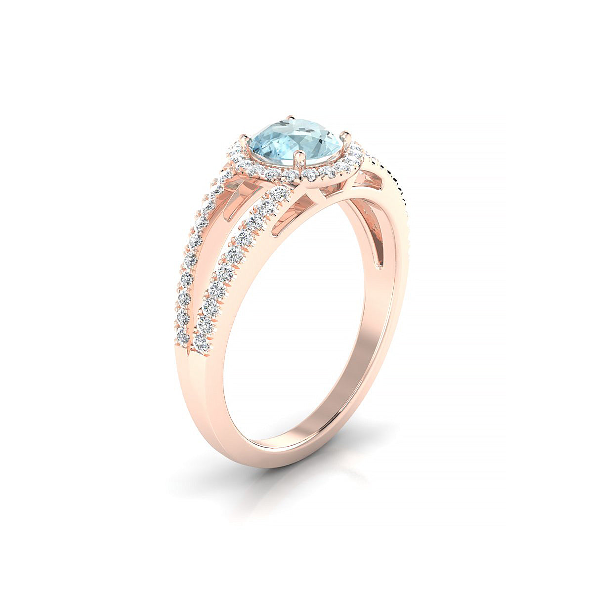 Grace | 18k Rose Gold 6 mm Round Aquamarine Ring