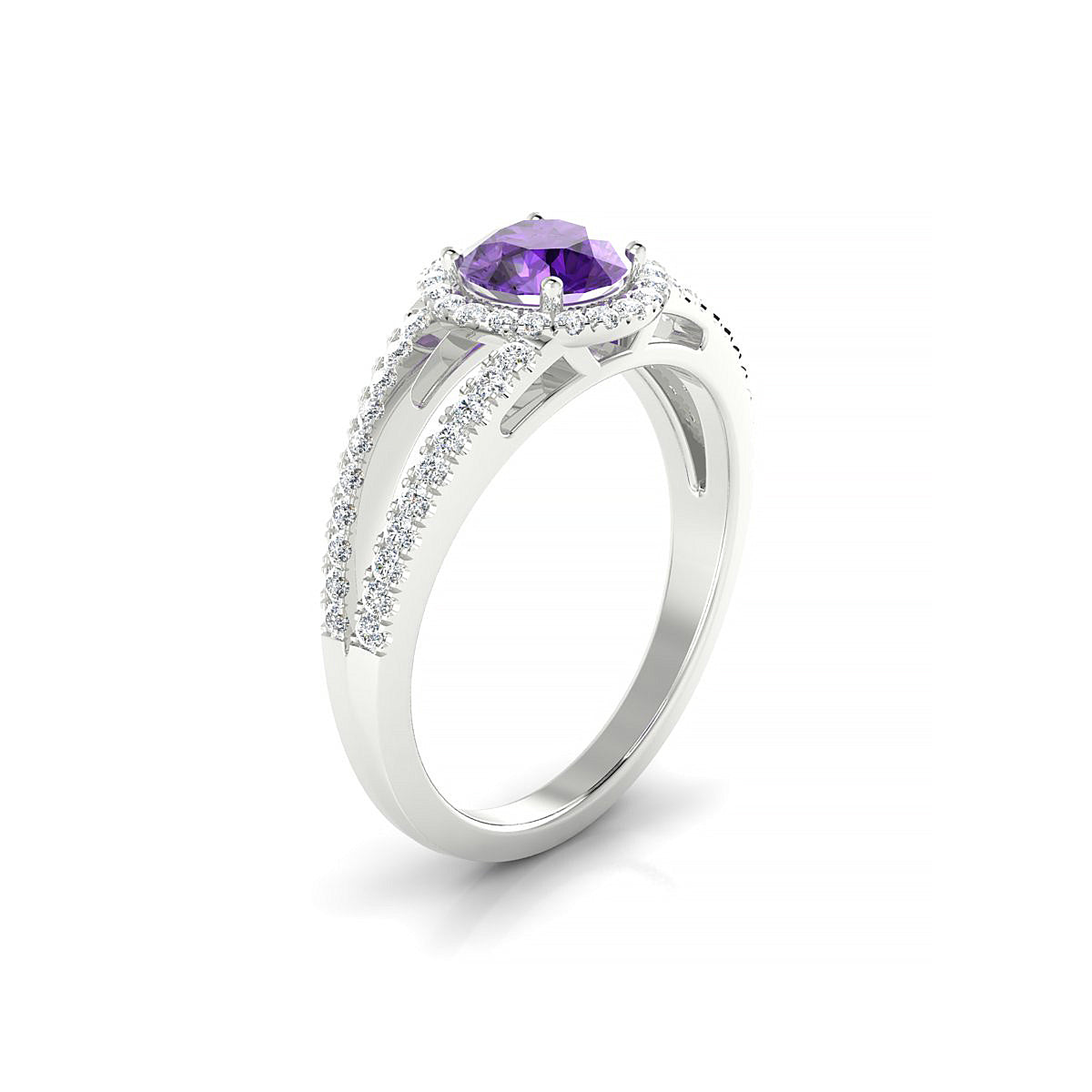 Grace | 18k White Gold 6 mm Round Amethyst Ring