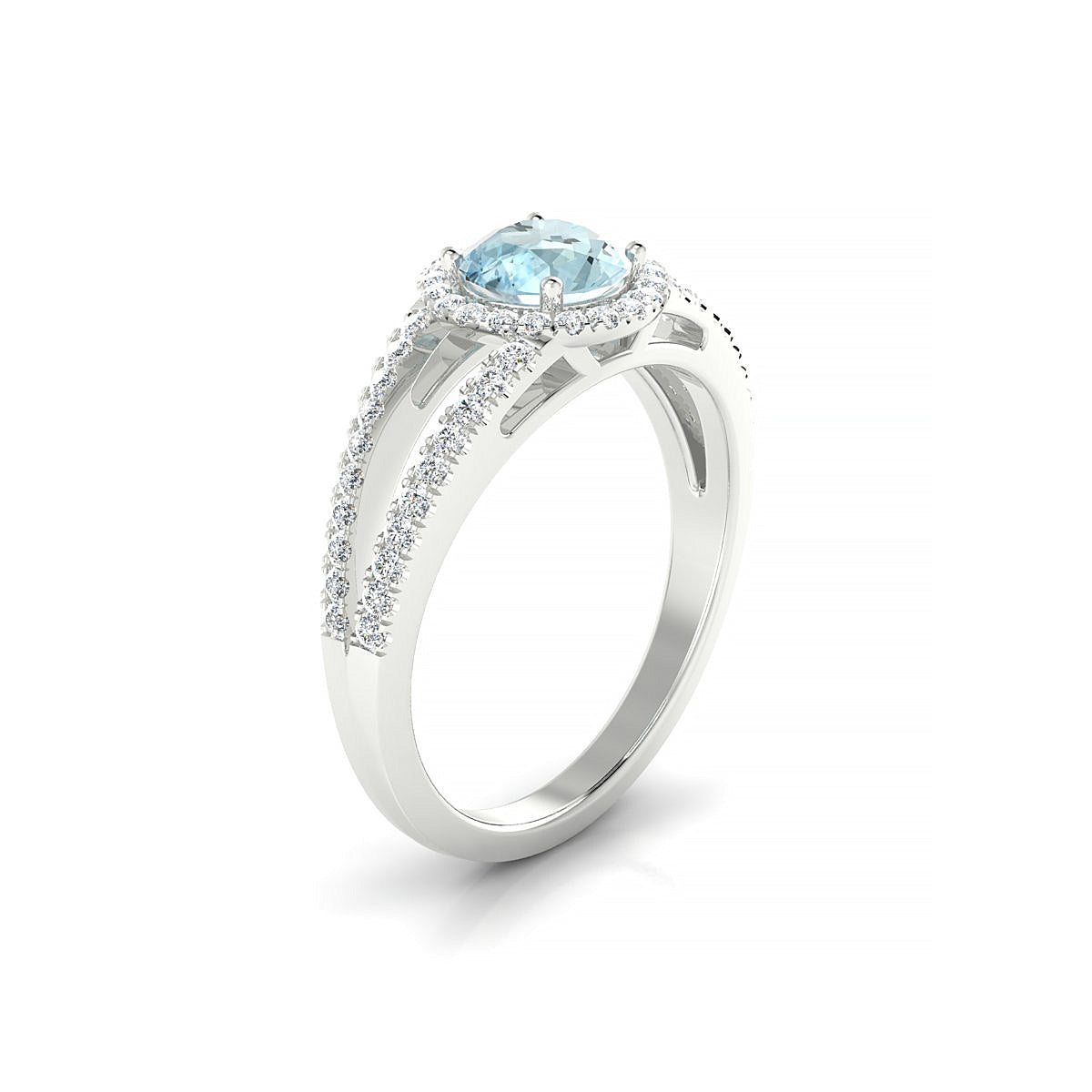 Grace | 18k White Gold 6 mm Round Aquamarine Ring