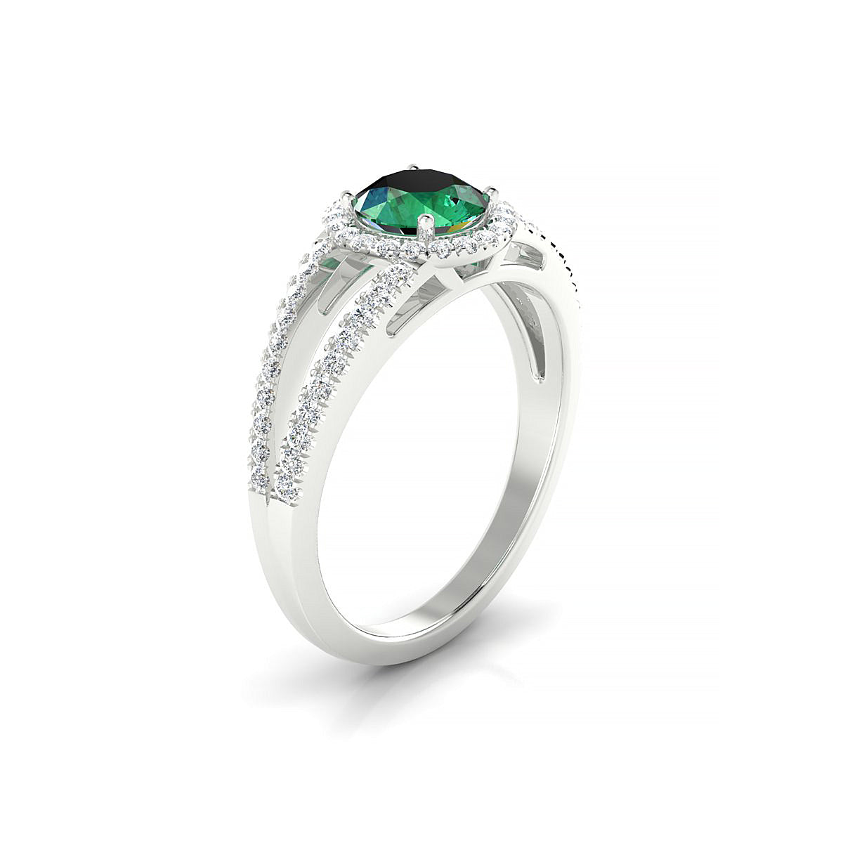Grace | 18k White Gold 6 mm Round Emerald Ring